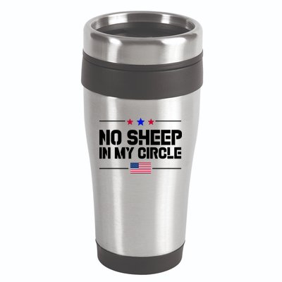 No Sheep In My Circle USA American Flag Logo 16oz Travel Tumbler