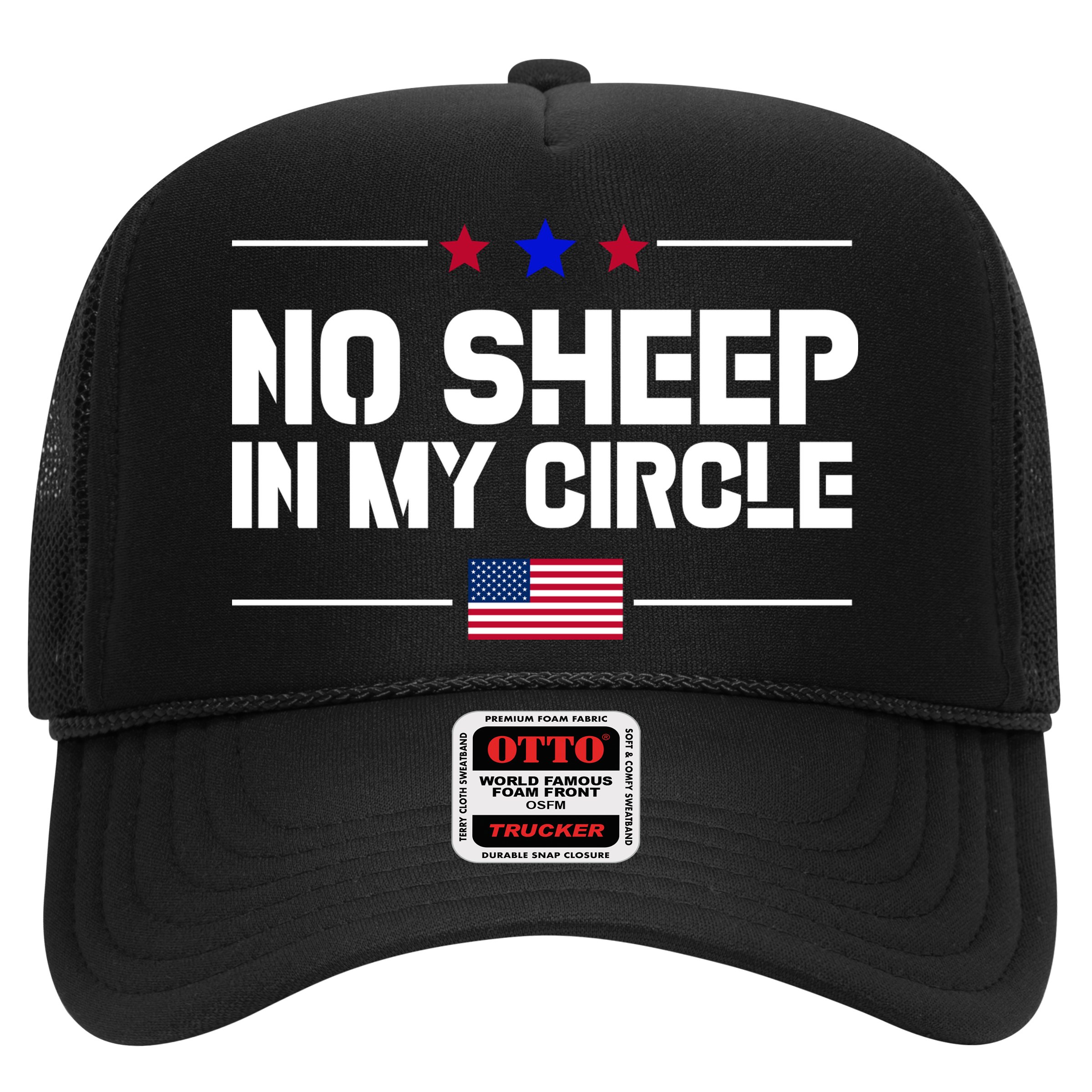 No Sheep In My Circle USA American Flag Logo Hat