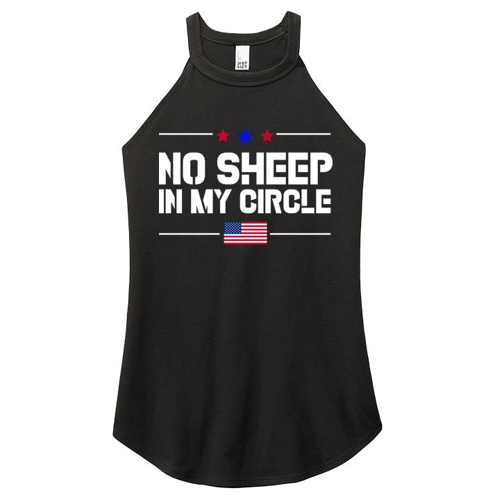No Sheep In My Circle USA American Flag Logo Women's Perfect Tri Rocker Tank