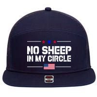 No Sheep In My Circle USA American Flag Logo 7 Panel Mesh Trucker Snapback Hat