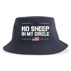 No Sheep In My Circle USA American Flag Logo Sustainable Bucket Hat