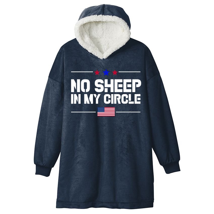 No Sheep In My Circle USA American Flag Logo Hooded Wearable Blanket