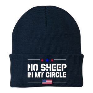 No Sheep In My Circle USA American Flag Logo Knit Cap Winter Beanie