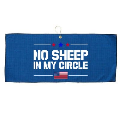 No Sheep In My Circle USA American Flag Logo Large Microfiber Waffle Golf Towel