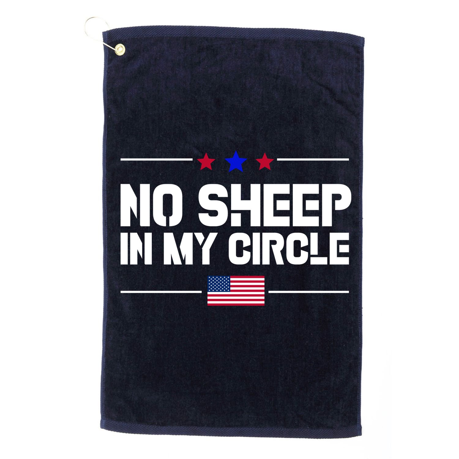 No Sheep In My Circle USA American Flag Logo Golf Towel