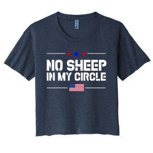 No Sheep In My Circle USA American Flag Logo Women's Crop Top Tee