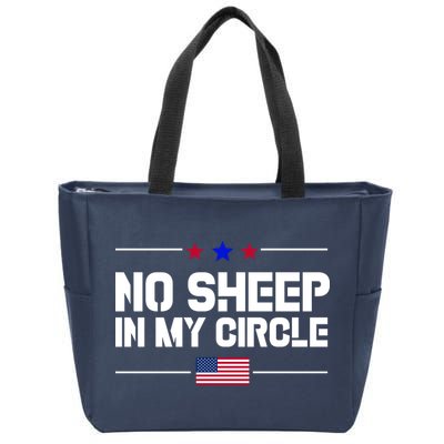 No Sheep In My Circle USA American Flag Logo Zip Tote Bag