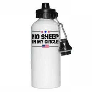 No Sheep In My Circle USA American Flag Logo Aluminum Water Bottle