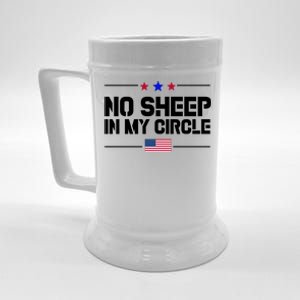 No Sheep In My Circle USA American Flag Logo Beer Stein