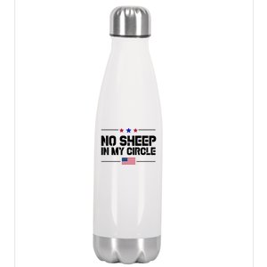 No Sheep In My Circle USA American Flag Logo Stainless Steel Insulated Water Bottle