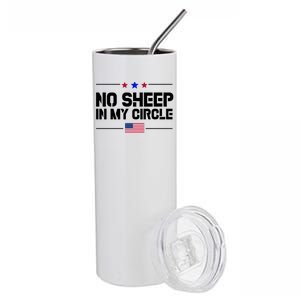 No Sheep In My Circle USA American Flag Logo Stainless Steel Tumbler