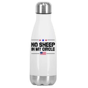 No Sheep In My Circle USA American Flag Logo Stainless Steel Insulated Water Bottle