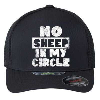 No Sheep In My Circle Distressed Flexfit Unipanel Trucker Cap