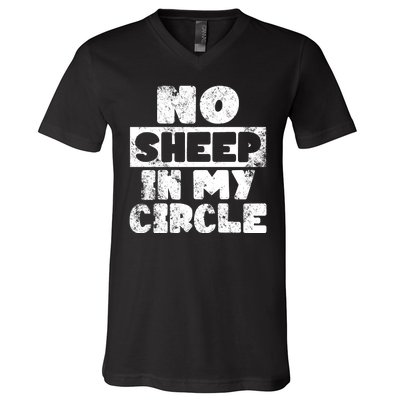 No Sheep In My Circle Distressed V-Neck T-Shirt