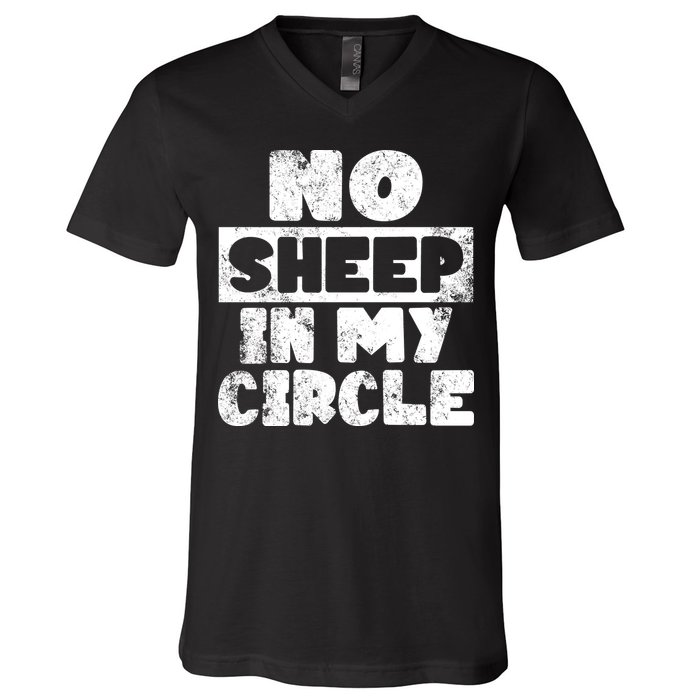No Sheep In My Circle Distressed V-Neck T-Shirt