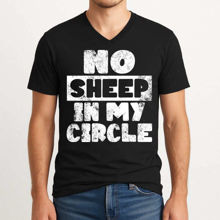 No Sheep In My Circle Distressed V-Neck T-Shirt