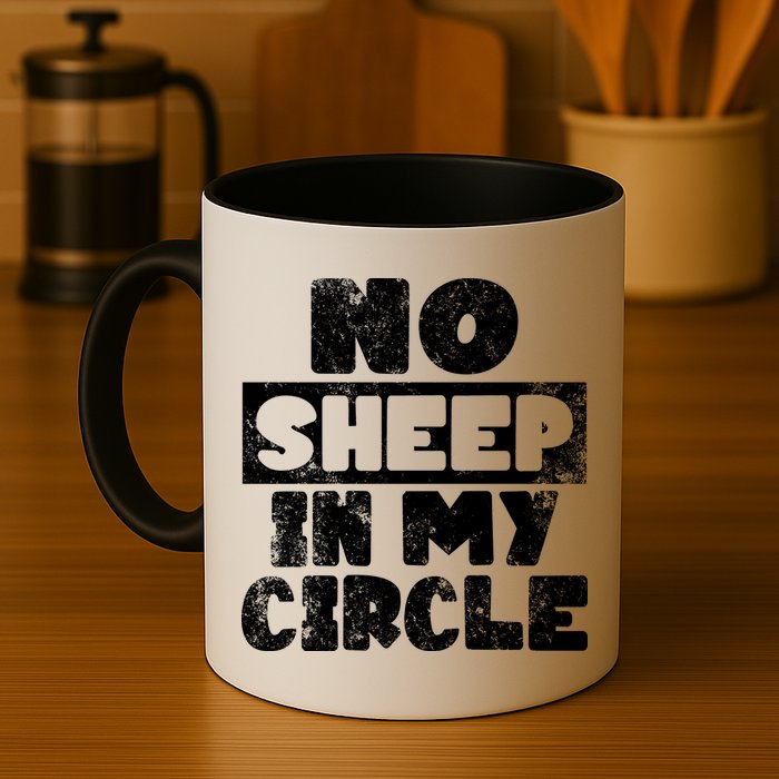No Sheep In My Circle Distressed Mug