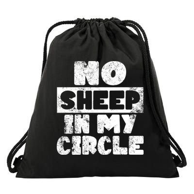 No Sheep In My Circle Distressed Drawstring Bag