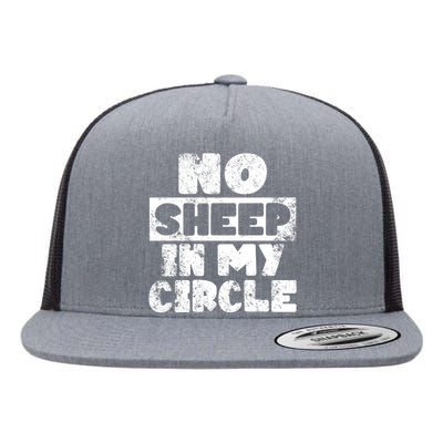 No Sheep In My Circle Distressed Flat Bill Trucker Hat