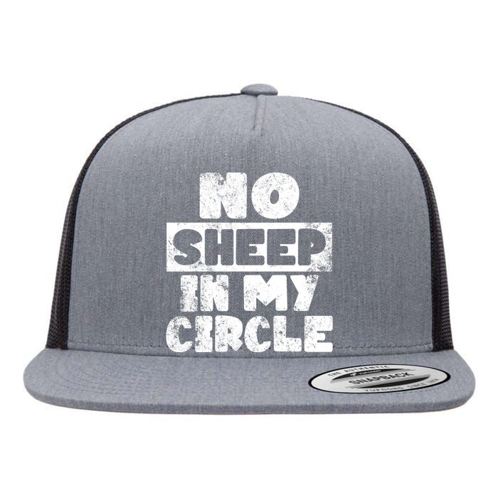 No Sheep In My Circle Distressed Flat Bill Trucker Hat