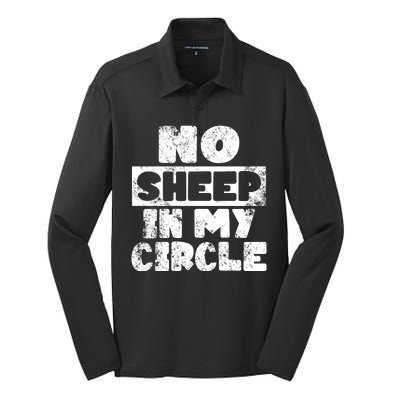 No Sheep In My Circle Distressed Silk Touch Performance Long Sleeve Polo