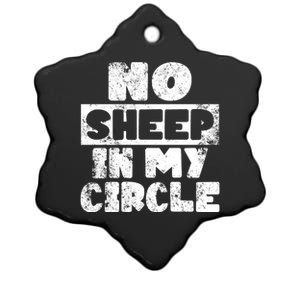 No Sheep In My Circle Distressed Ceramic Star Ornament