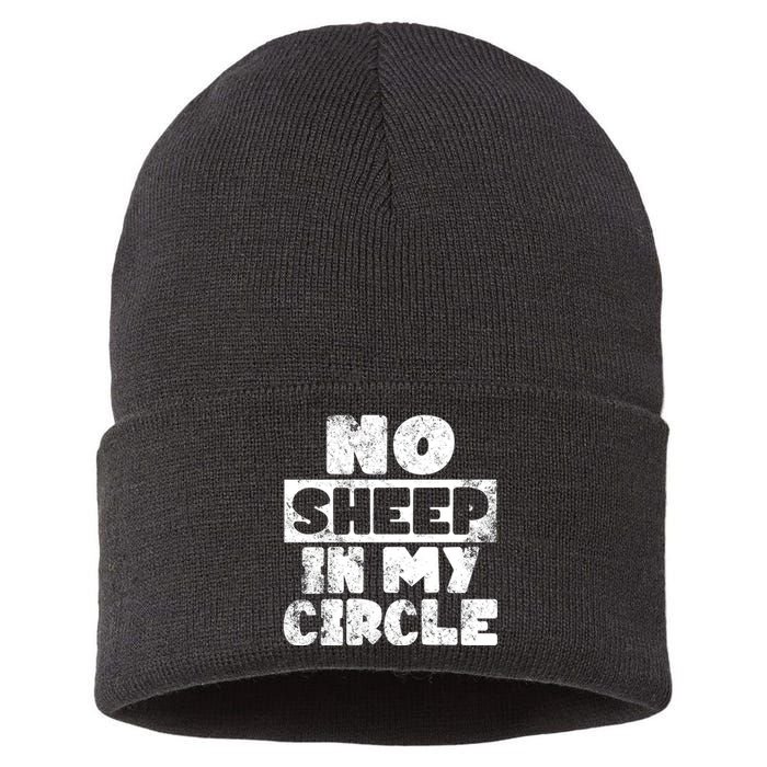 No Sheep In My Circle Distressed Sustainable Knit Beanie