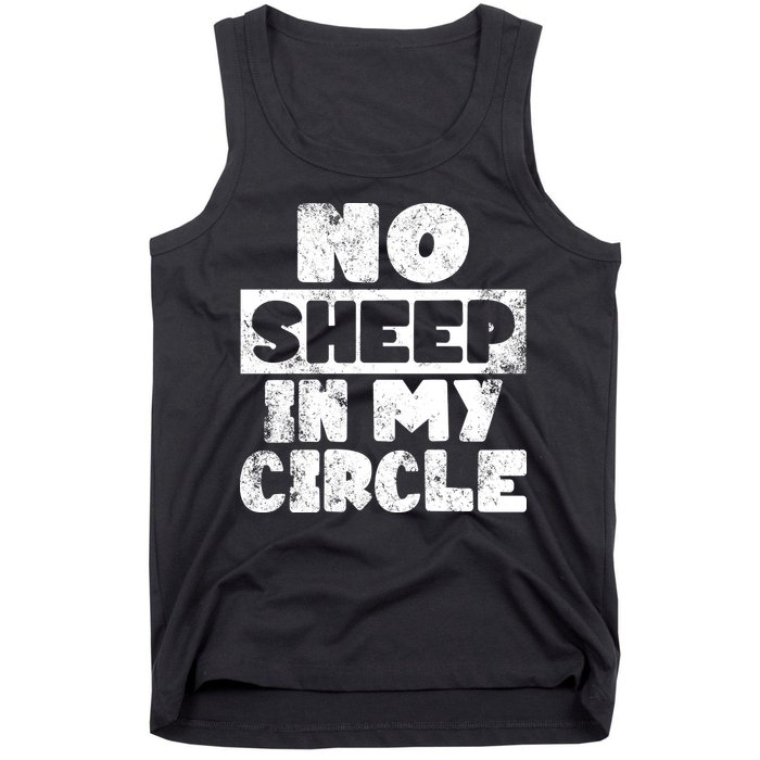 No Sheep In My Circle Distressed Tank Top
