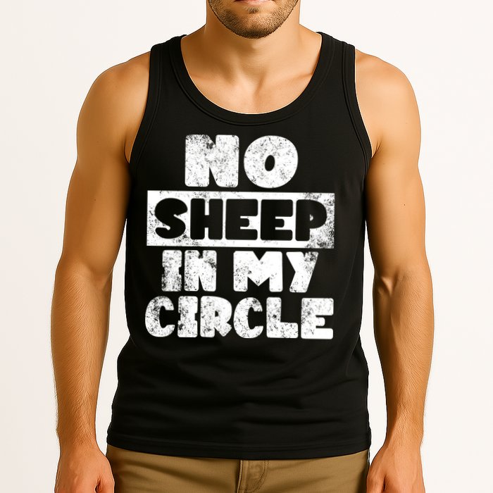 No Sheep In My Circle Distressed Tank Top