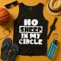 No Sheep In My Circle Distressed Tank Top