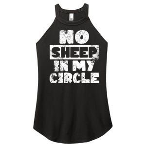 No Sheep In My Circle Distressed Women's Perfect Tri Rocker Tank