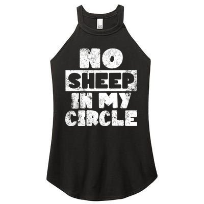 No Sheep In My Circle Distressed Women's Perfect Tri Rocker Tank