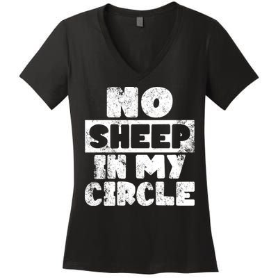No Sheep In My Circle Distressed Women's V-Neck T-Shirt