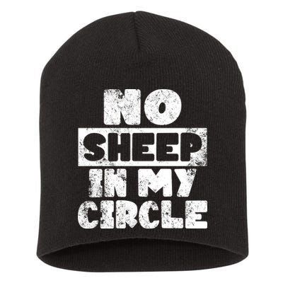 No Sheep In My Circle Distressed Short Acrylic Beanie