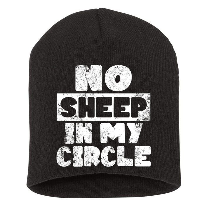 No Sheep In My Circle Distressed Short Acrylic Beanie