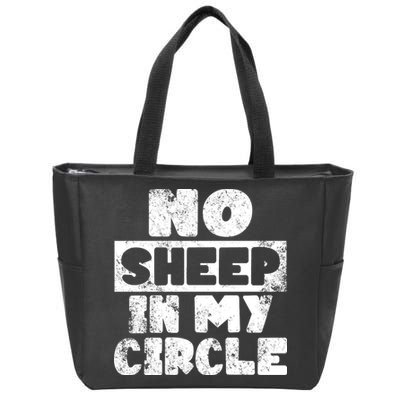 No Sheep In My Circle Distressed Zip Tote Bag