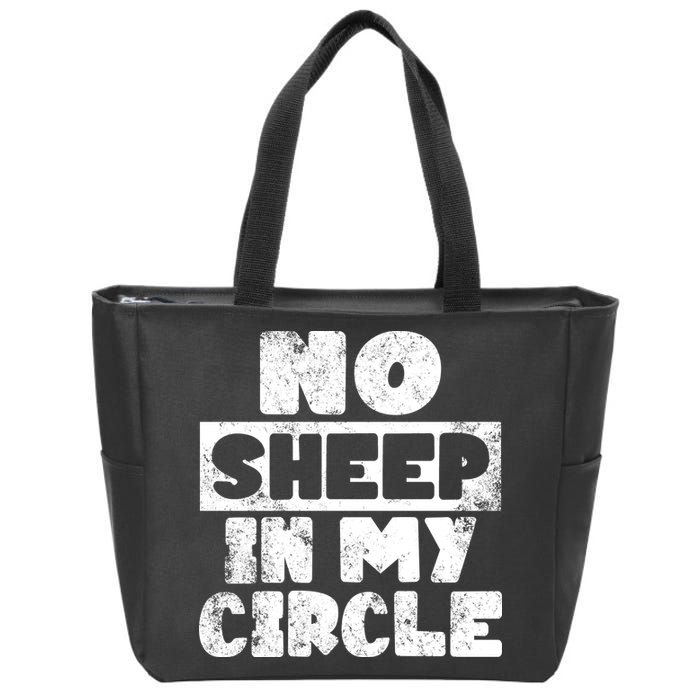 No Sheep In My Circle Distressed Zip Tote Bag