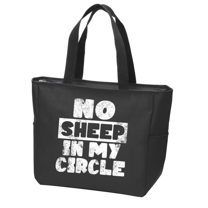 No Sheep In My Circle Distressed Zip Tote Bag