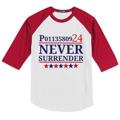 Never Surrender Inmate P01135809 Fulton County Georgia Jail Prisoner Inmate Kids Colorblock Raglan Jersey