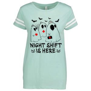 Night Shift Is Here Halloween Spooky Nurse Boo Ghost Squad Gift Enza Ladies Jersey Football T-Shirt