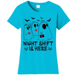 Night Shift Is Here Halloween Spooky Nurse Boo Ghost Squad Gift Women's T-Shirt