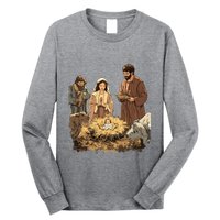 Nativity Scene Illustration Christmas Long Sleeve Shirt