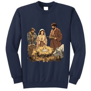 Nativity Scene Illustration Christmas Sweatshirt