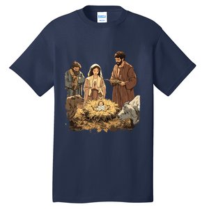 Nativity Scene Illustration Christmas Tall T-Shirt