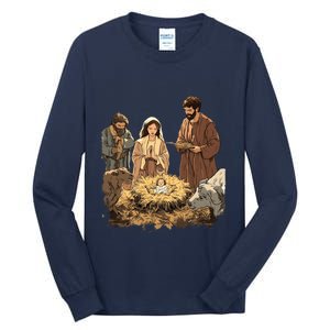 Nativity Scene Illustration Christmas Tall Long Sleeve T-Shirt