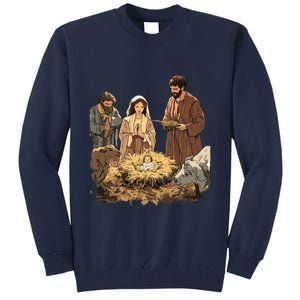 Nativity Scene Illustration Christmas Tall Sweatshirt