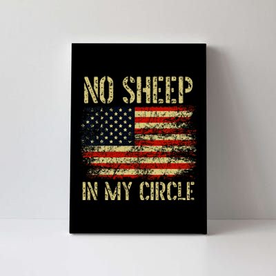 No S.H.E.E.P In My Circle Patriotic American Flag Canvas