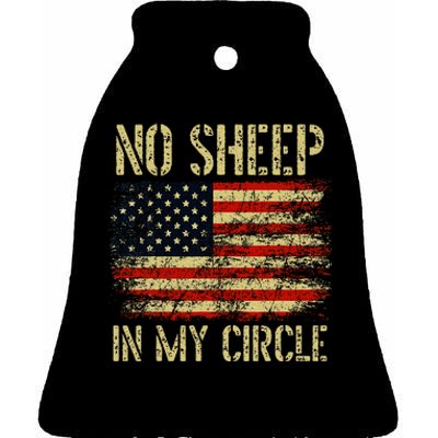 No S.H.E.E.P In My Circle Patriotic American Flag Ceramic Bell Ornament