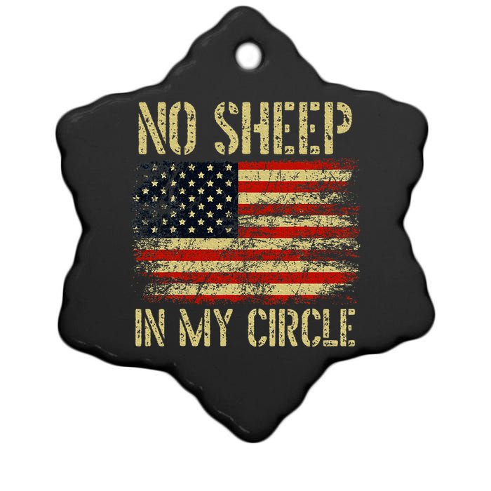 No S.H.E.E.P In My Circle Patriotic American Flag Ceramic Star Ornament