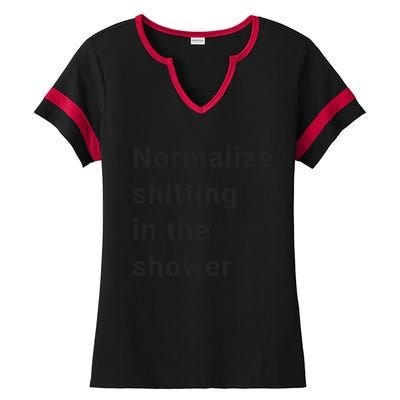 Normalize Shitting In The Shower Dank Meme Ladies Halftime Notch Neck Tee